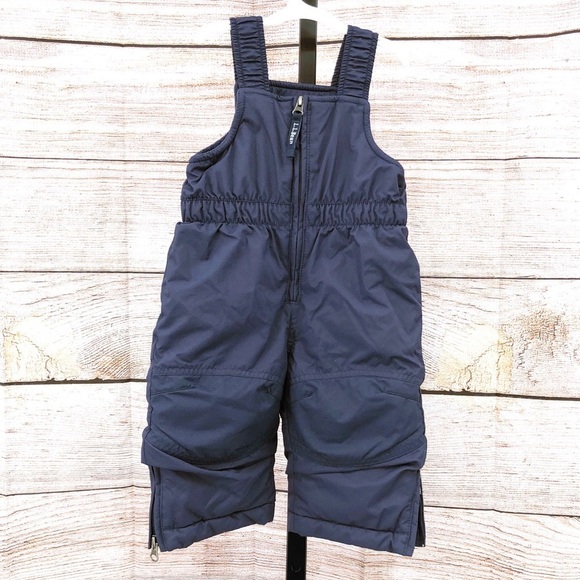 LL Bean Navy Blue Infant Snowsuit Cold Buster Snow Bibs Zip Fleece Lined 6-12M - Picture 3 of 10